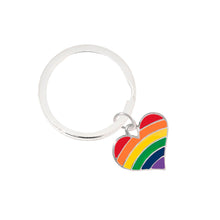 Load image into Gallery viewer, Rainbow Heart Gay Pride Split Ring Key Chains - Fundraising For A Cause