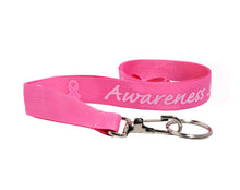 Load image into Gallery viewer, Bulk Breast Cancer Pink Ribbon Awareness Lanyards, Pink Ribbon Lanyards