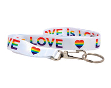 Load image into Gallery viewer, Love is Love LGBTQ Rainbow Heart Lanyards