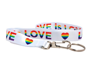 Love is Love LGBTQ Rainbow Heart Lanyards