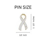 Large Bone Cancer White Ribbon Awareness Pins - Fundraising For A Cause