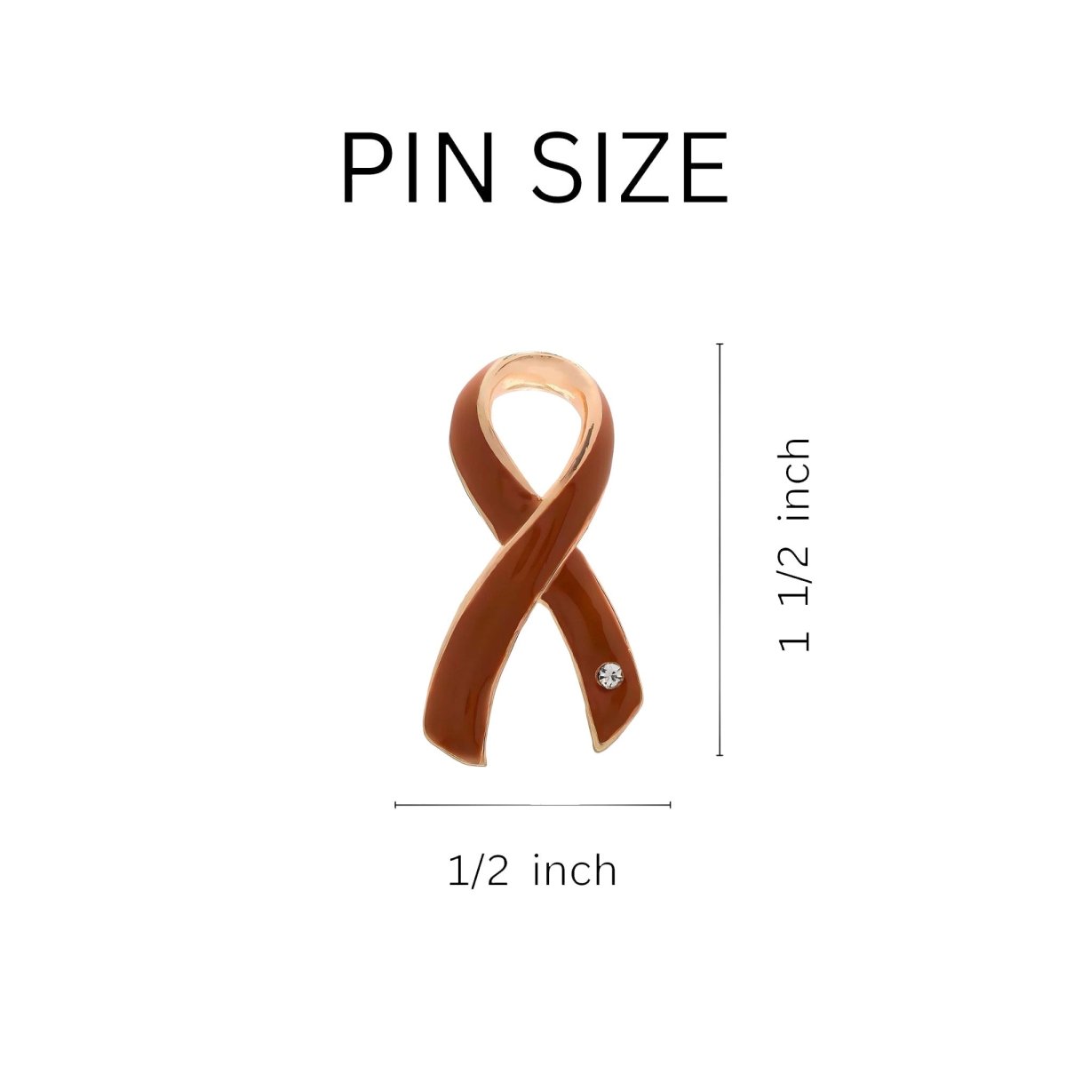 25 Large Brown Ribbon Pins - Fundraising For A Cause
