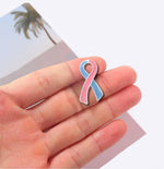 Large Flat Pink & Blue Ribbon Pins - Fundraising For A Cause