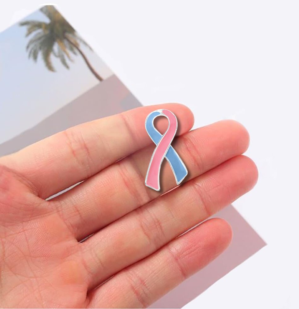 Large Flat Pink & Blue Ribbon Pins - Fundraising For A Cause