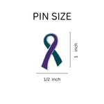Large Flat Teal & Purple Ribbon Pins - Fundraising For A Cause