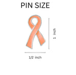 Large Peach Ribbon Awareness Pins - Fundraising For A Cause