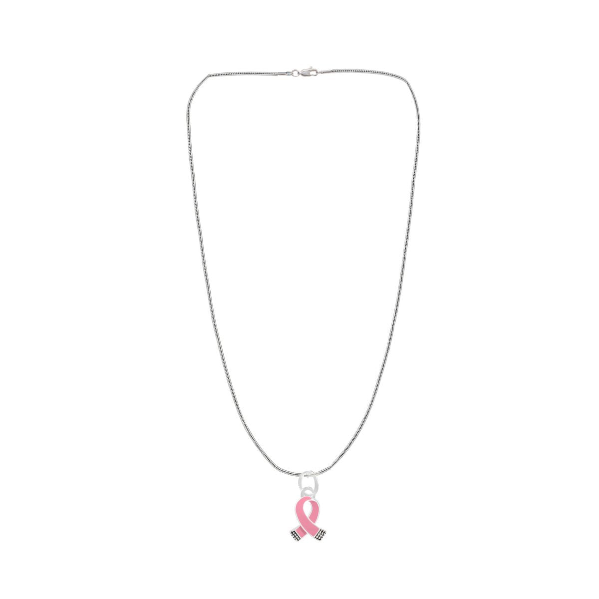 Large Pink Ribbon Leather Cord Necklaces - Fundraising For A Cause