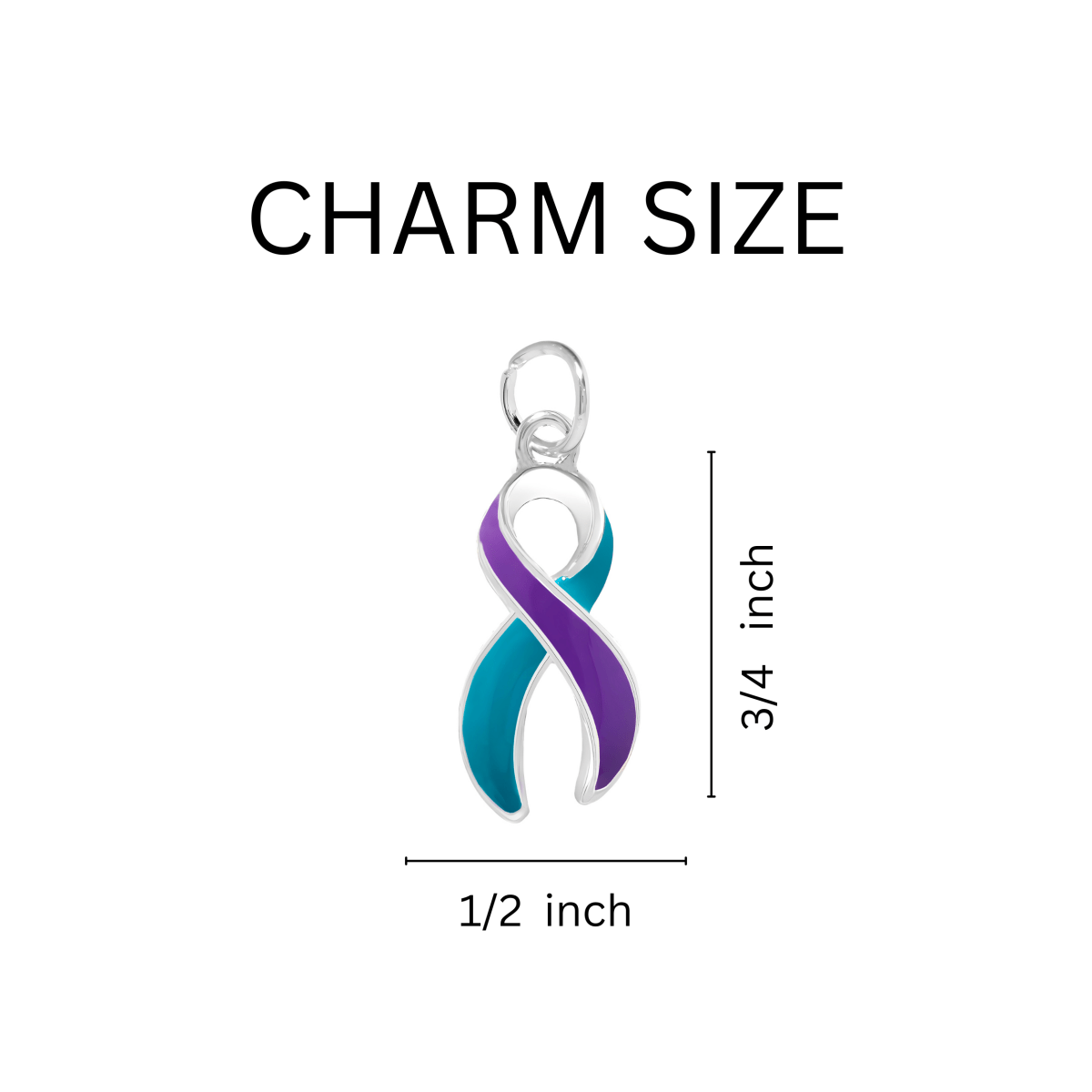 25 Pack Large Teal & Purple Ribbon Charms  - Fundraising For A Cause