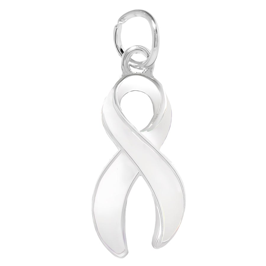 Large White Ribbon Awareness Charms - Fundraising For A Cause