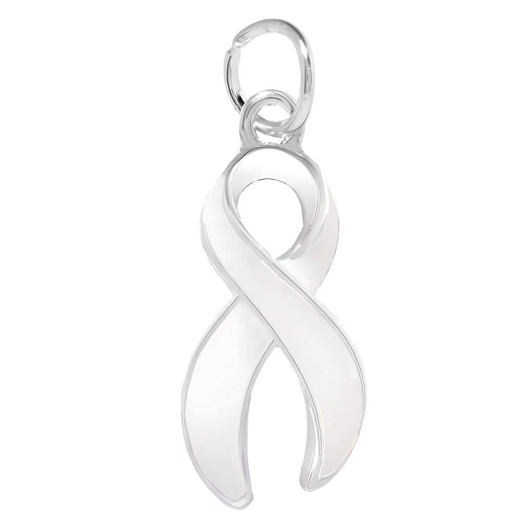Large White Ribbon Awareness Charms - Fundraising For A Cause