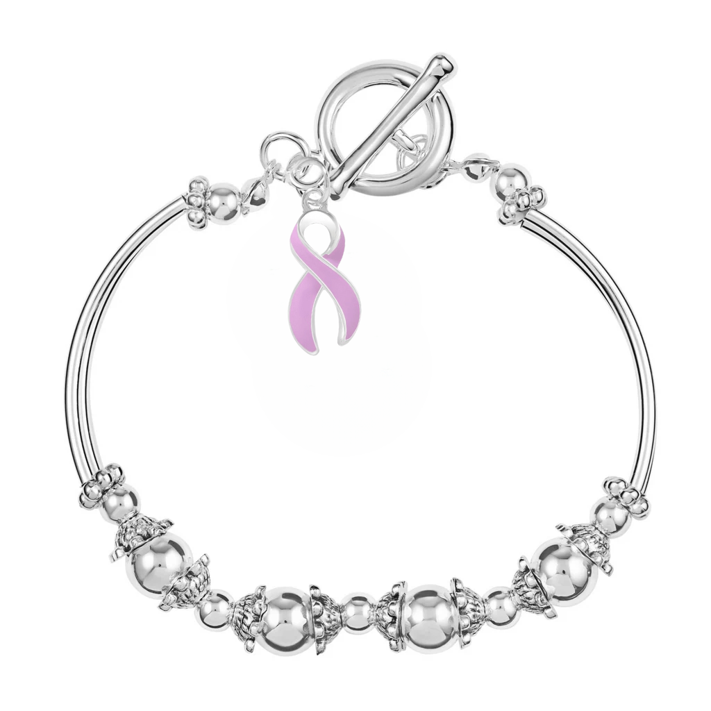 Lavender Ribbon Charm Partial Beaded Bracelets - Fundraising For A Cause