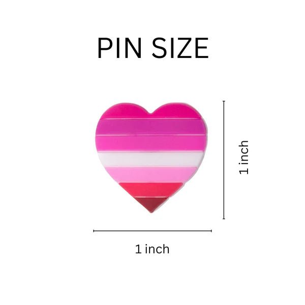 25 Pack Silicone Lesbian Pride Heart Pins (25 Pins) - Fundraising For A Cause