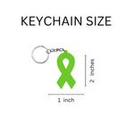 25 Lime Green Silicone Ribbon Key Chains - Fundraising For A Cause