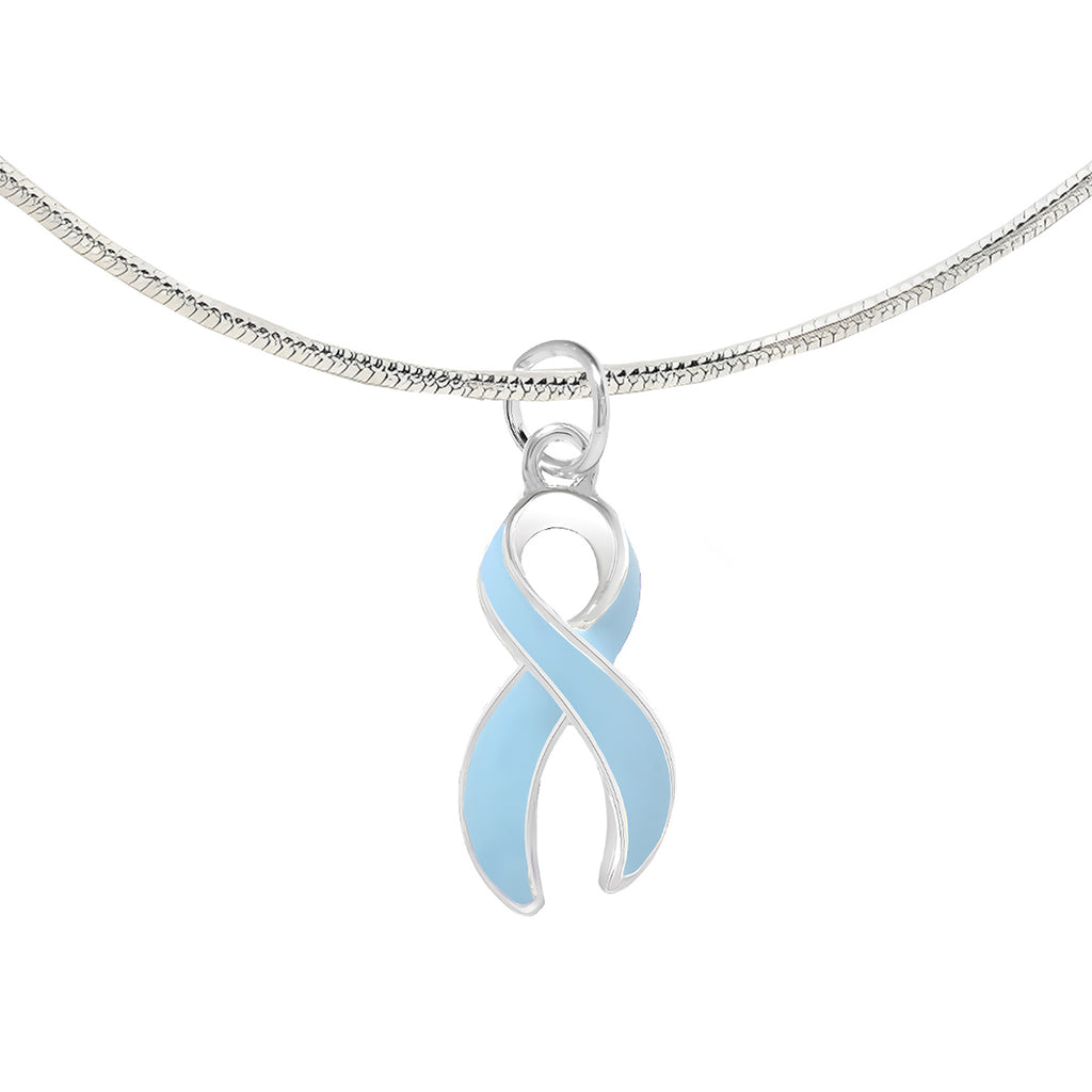 Large Light Blue Ribbon Necklaces - Fundraising For A Cause