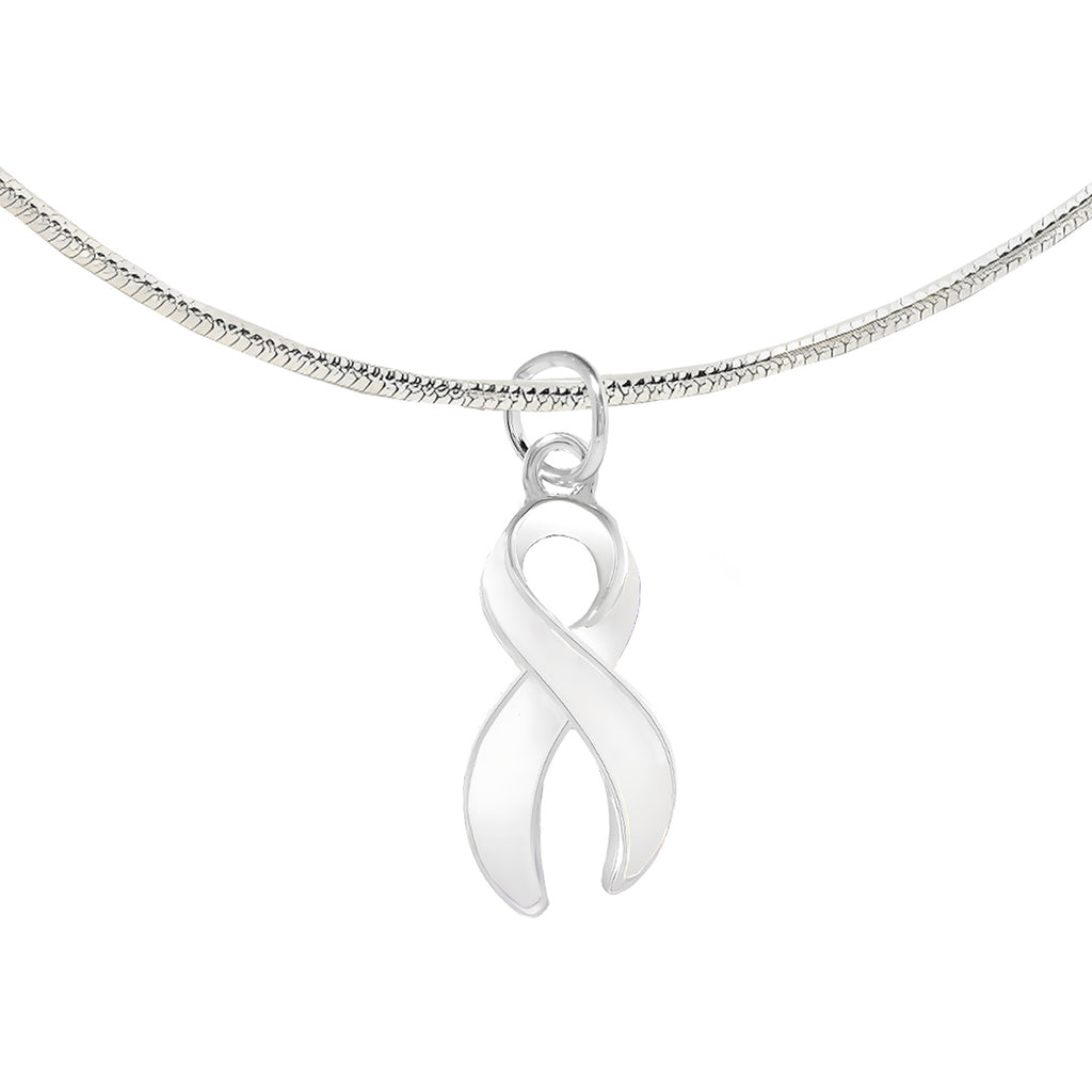 Large White Ribbon Necklaces - Fundraising For A Cause