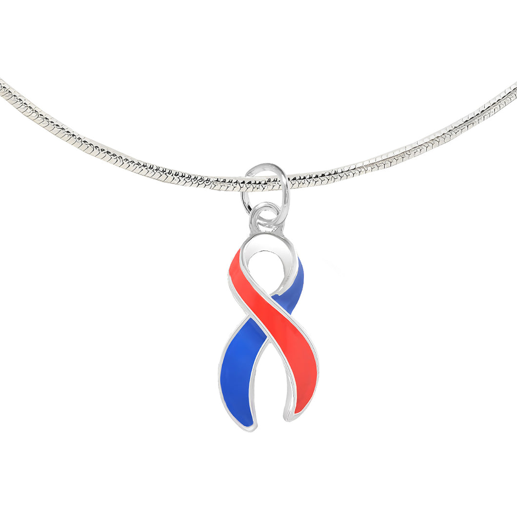 Large Red & Blue Ribbon Necklaces - Fundraising For A Cause