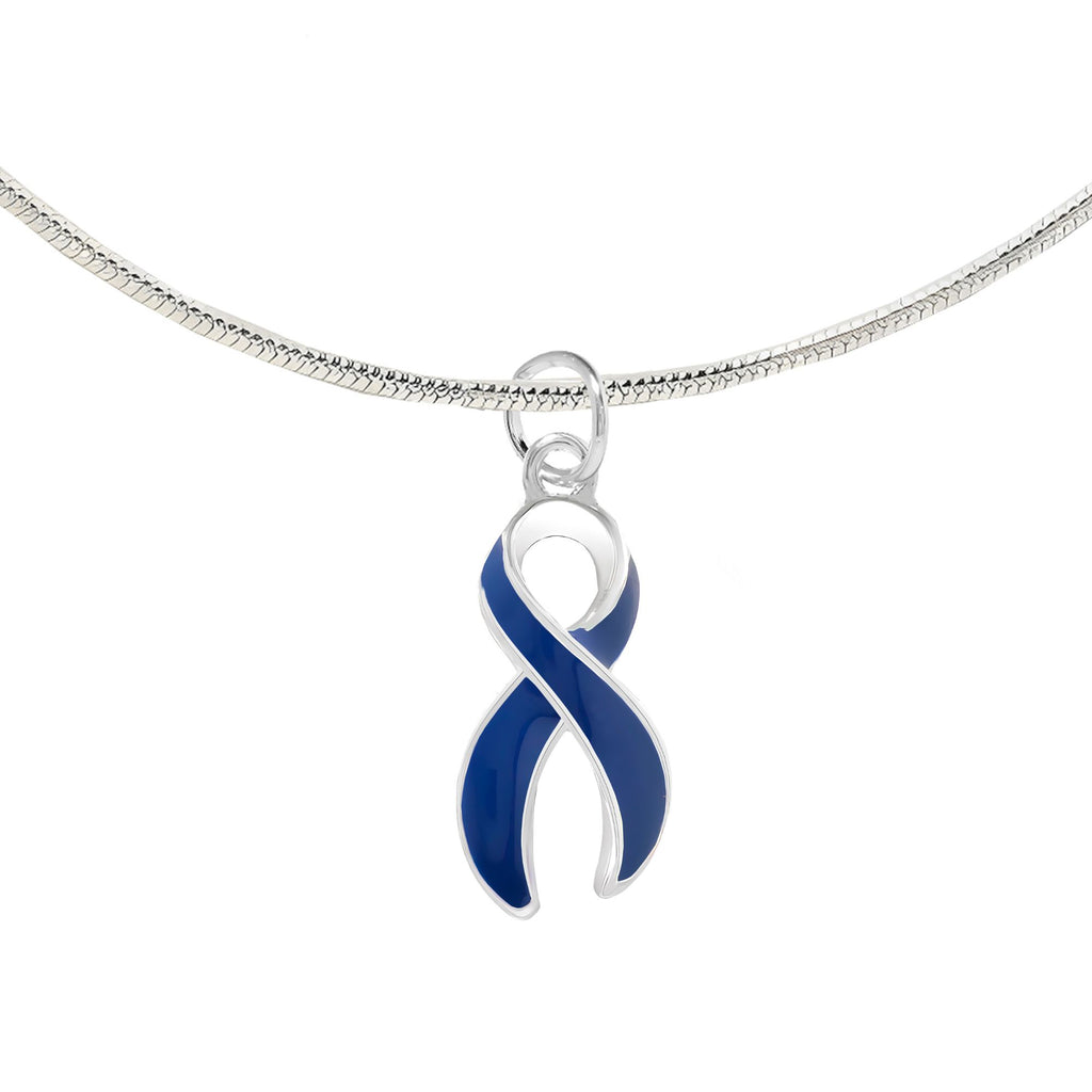 Large Dark Blue Ribbon Necklaces - Fundraising For A Cause