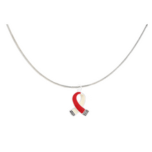 Load image into Gallery viewer, Small Red and White Ribbon Necklace
