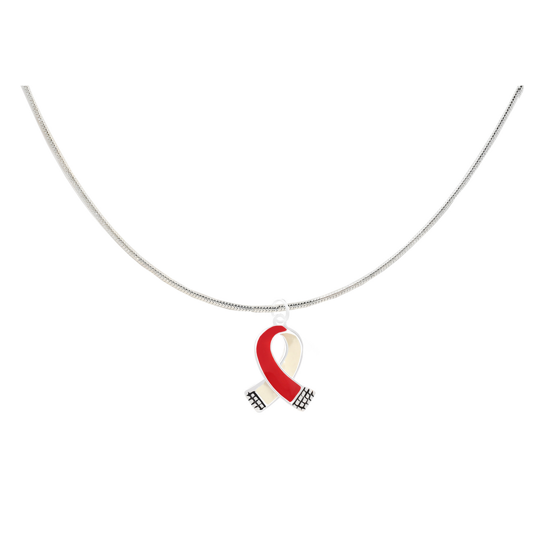 Small Red and White Ribbon Necklace - Fundraising For A Cause