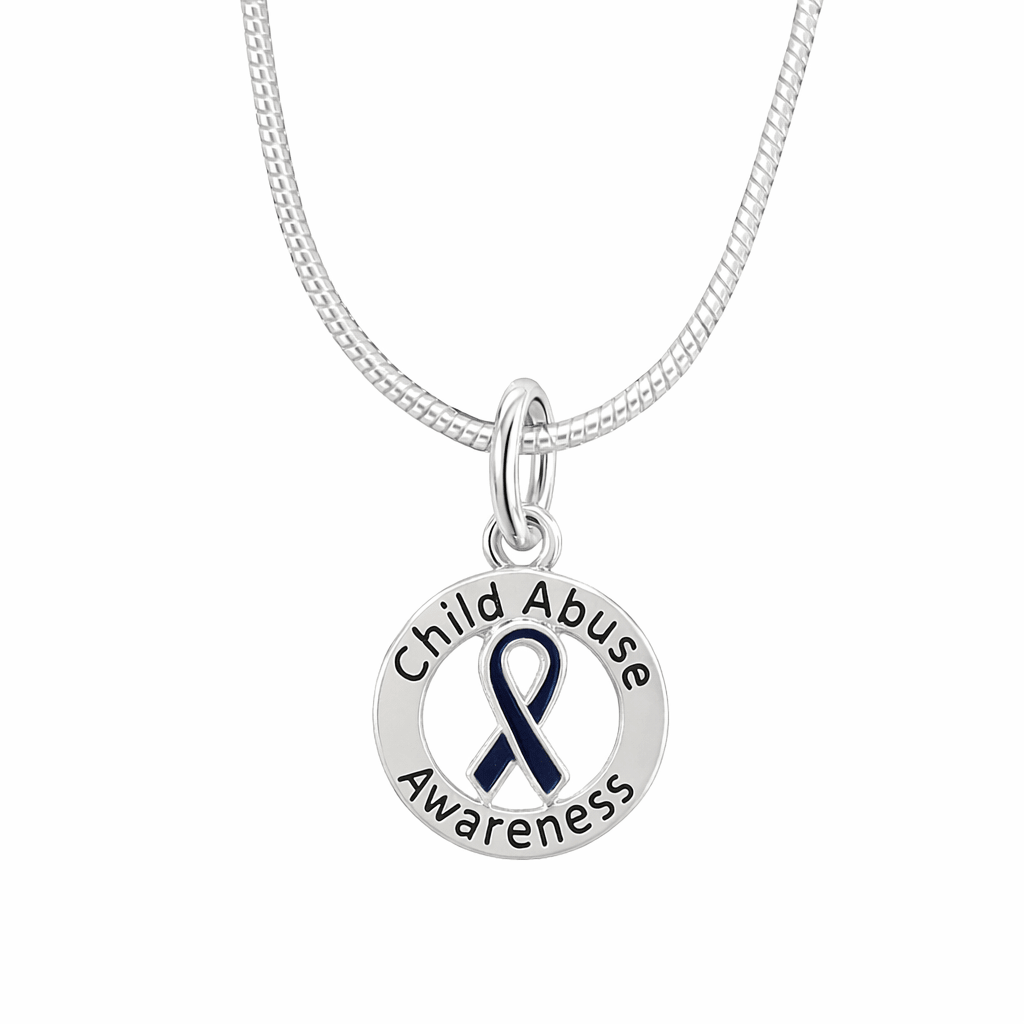 Round Child Abuse Awareness Ribbon Necklaces - Fundraising For A Cause
