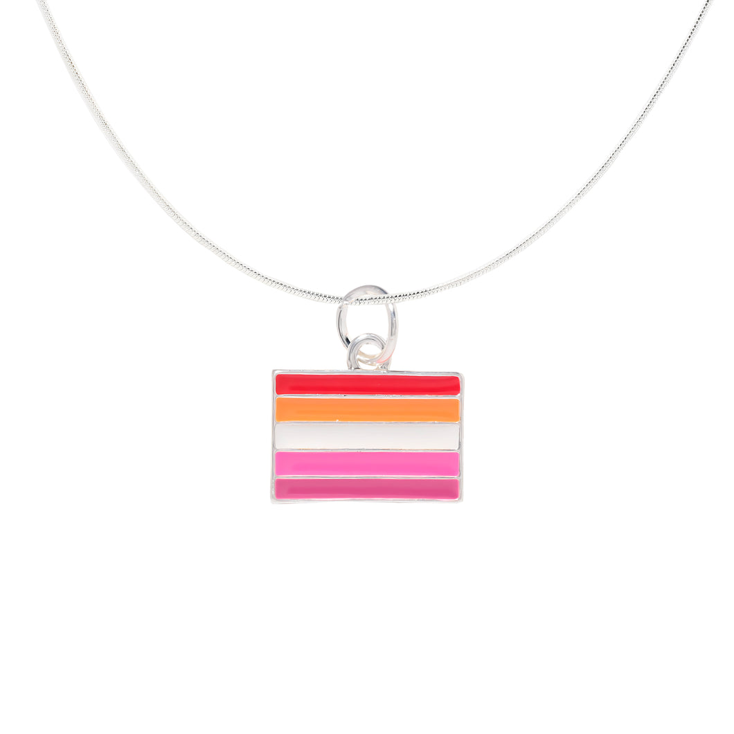 Rectangle Sunset Lesbian Flag Charm Necklaces - Fundraising For A Cause