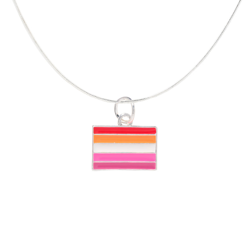 Rectangle Sunset Lesbian Flag Charm Necklaces - Fundraising For A Cause