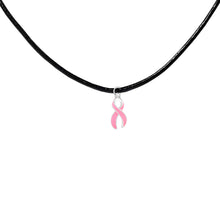 Load image into Gallery viewer, Large Pink Ribbon Leather Cord Necklaces