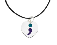 Load image into Gallery viewer, Semicolon Suicide Prevention Awareness Leather Cord Necklaces - Fundraising For A Cause