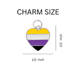 Nonbinary Heart Flag Chunky Charm Bracelets - Fundraising For A Cause