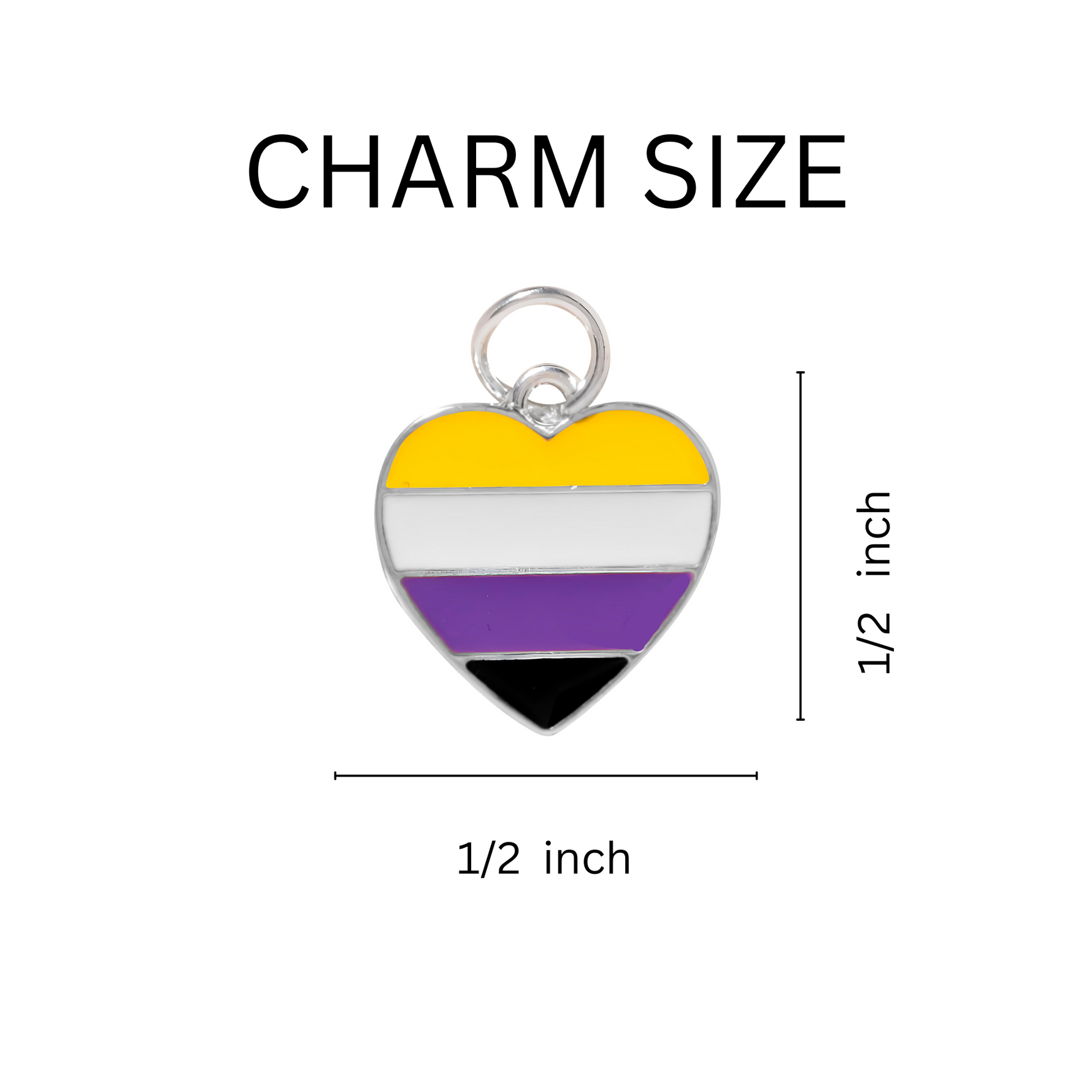 Nonbinary Heart Flag Chunky Charm Bracelets - Fundraising For A Cause