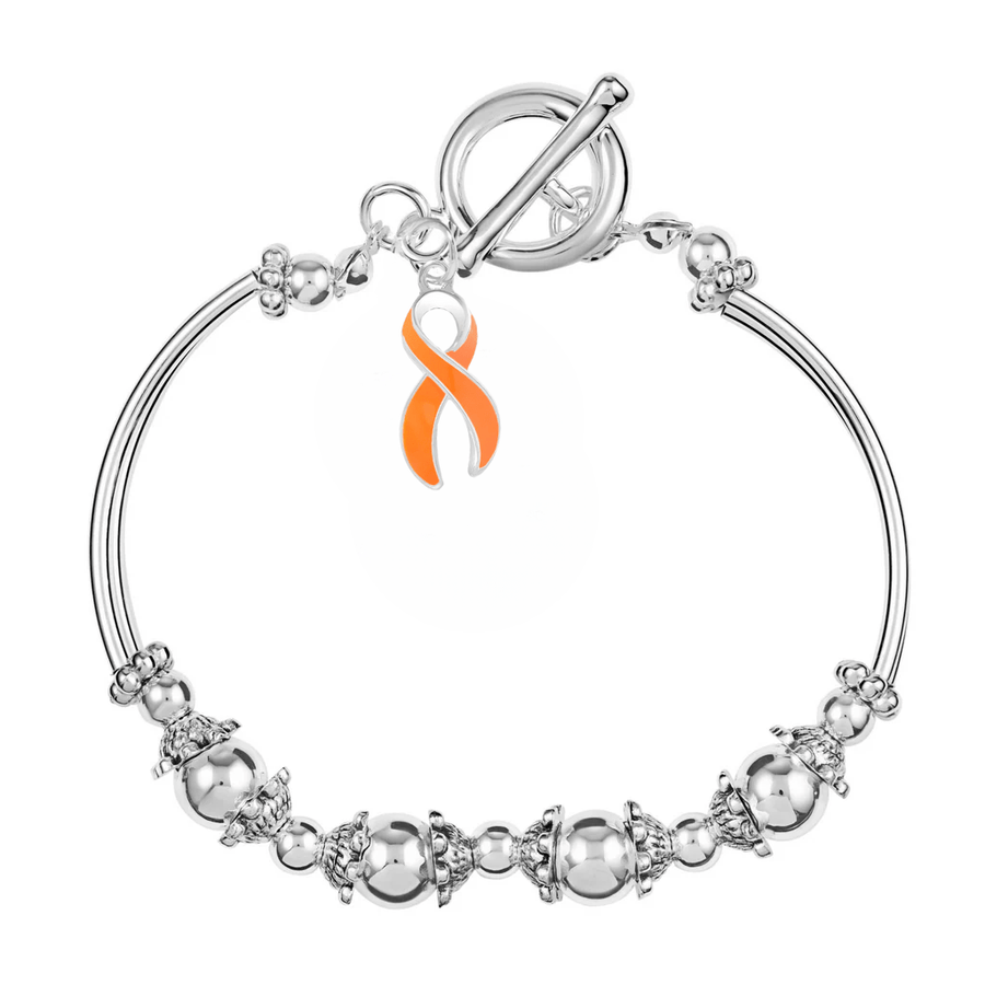 Orange Ribbon Charm Partial Beaded Bracelets - Fundraising For A Cause
