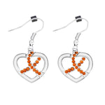 Orange Ribbon Crystal Heart Earrings - Fundraising For A Cause