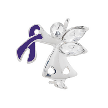 Load image into Gallery viewer, Bulk Alzheimer&#39;s Angel Purple Ribbon Awareness Pins