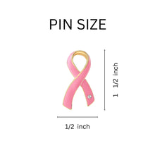 Load image into Gallery viewer, Large Pink Ribbon Pins with Crystals - Fundraising For A Cause