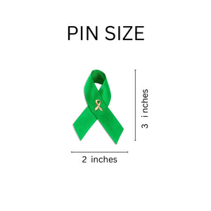 Green Satin Liver Cancer Awareness Ribbon Pins - Fundraising For A Cause