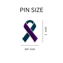 Load image into Gallery viewer, Teal &amp; Purple Ribbon Awareness Pins - Fundraising For A Cause
