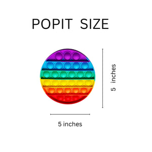 Bulk Packs of Circle Rainbow Popit Fidget Toys, Rainbow Gay Pride Toys