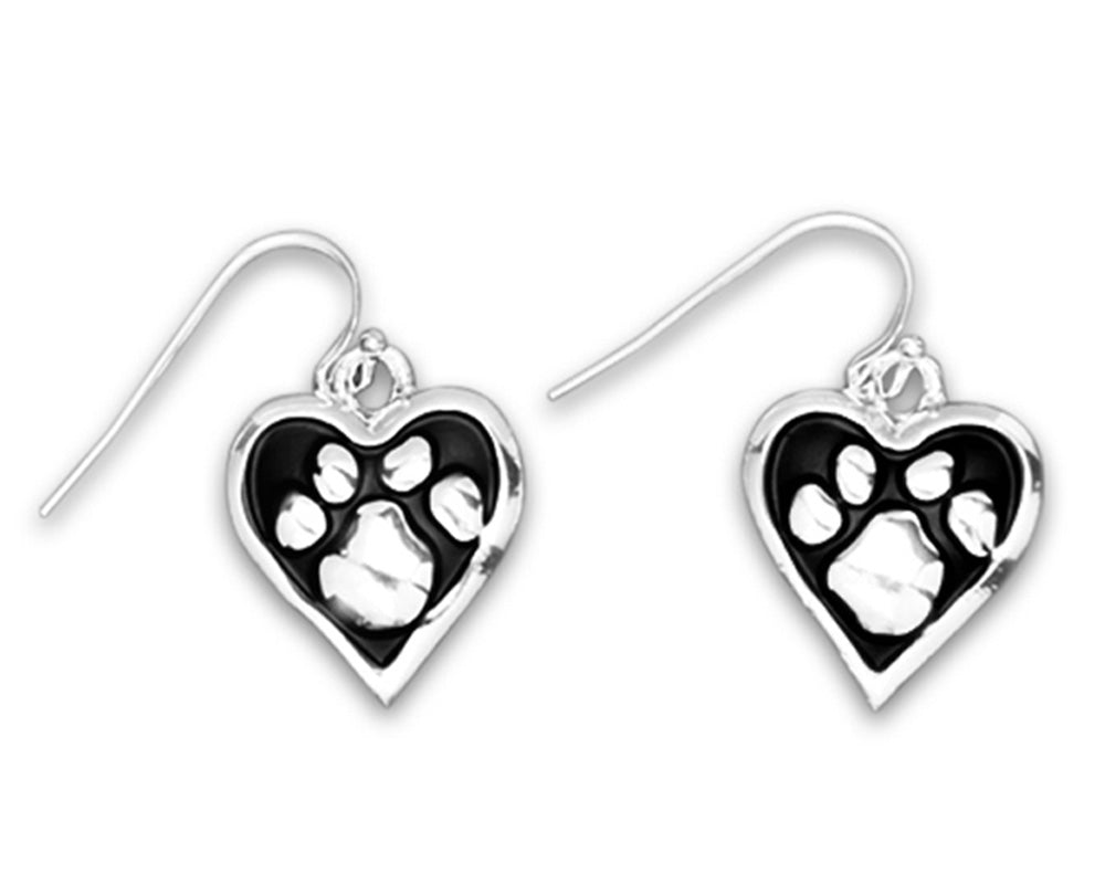 Paw Print Heart Earrings