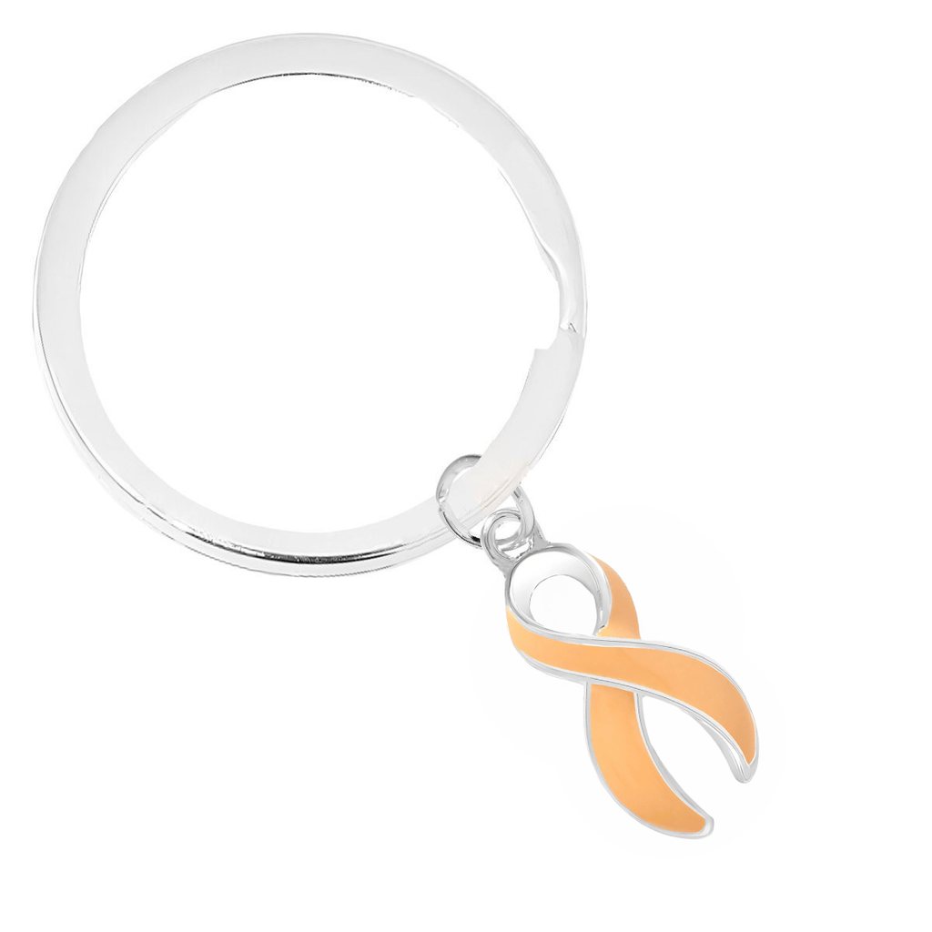 Peach Ribbon Awareness Split Ring Key Chains - Fundraising For A Cause