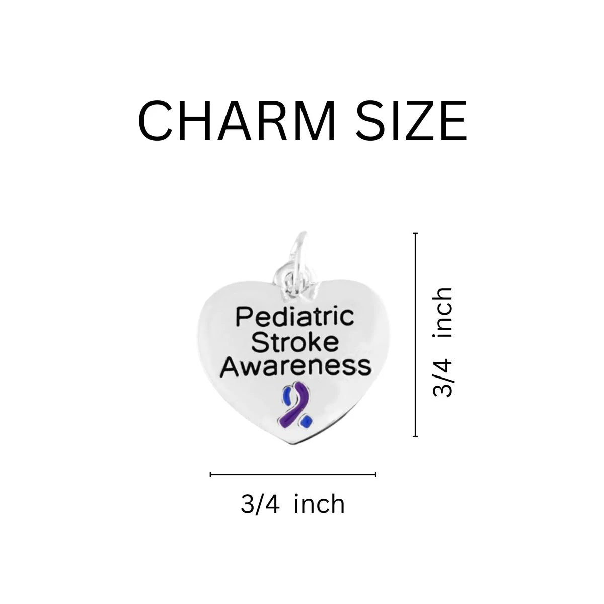 5 Pack Pediatric Stroke Awareness Heart Charm Partial Beaded Bracelets (5 Bracelets) - Fundraising For A Cause