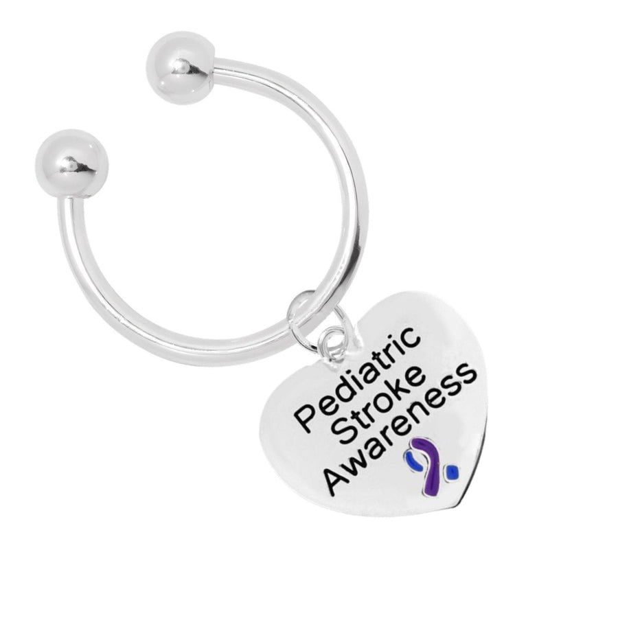 Pediatric Stroke Awareness Heart Charm Horseshoe Keychains - Fundraising For A Cause