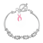 Pink Ribbon Charm Partial Beaded Bracelets - Fundraising For A Cause