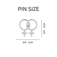 Load image into Gallery viewer, Silver Same Sex Female (Lesbian) Symbol Pins