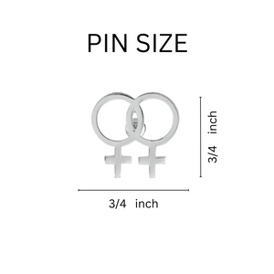 Silver Same Sex Female (Lesbian) Symbol Pins