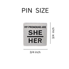 Load image into Gallery viewer, Wholesale My Pronouns Are She Her Square Pins, Pronoun Jewelry