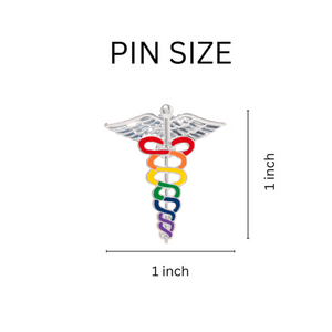 Rainbow Caduceus Pins