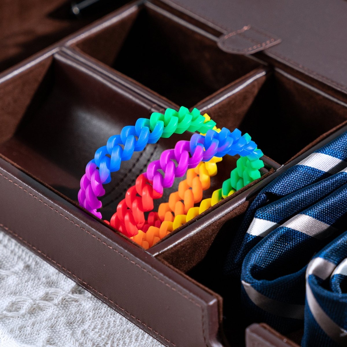 Rainbow Chain Link Silicone Bracelet Wristbands - Fundraising For A Cause