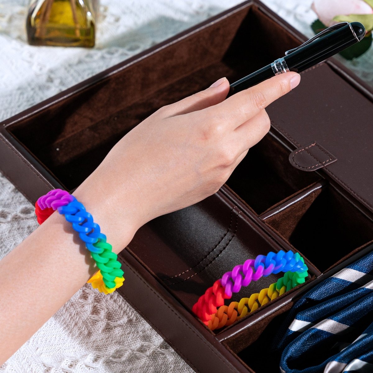 Rainbow Chain Link Silicone Bracelet Wristbands - Fundraising For A Cause