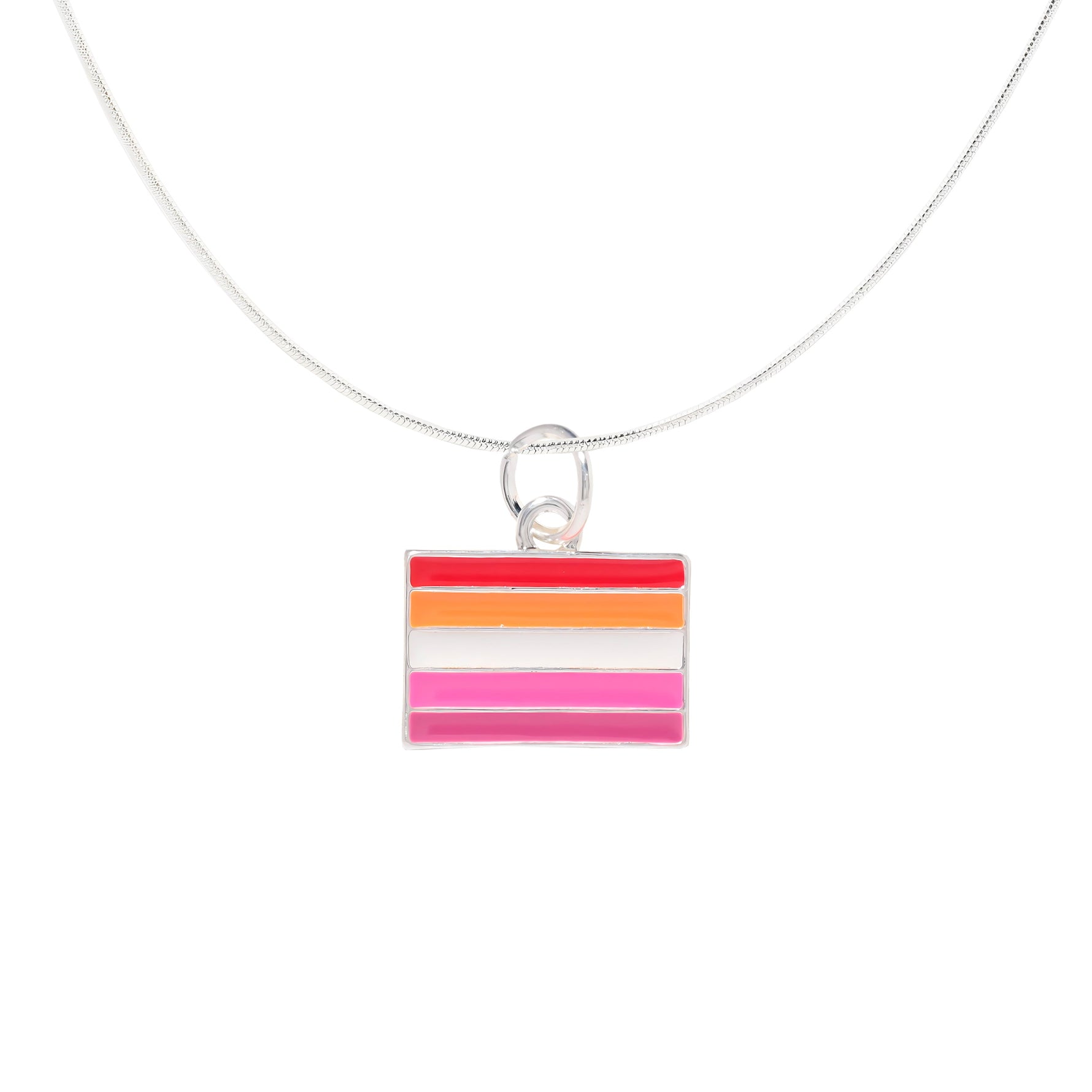 Rectangle Sunset Lesbian Flag Charm Necklaces - Fundraising For A Cause