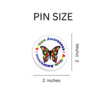 25 Round Autism Awareness Butterfly Button Pins - Fundraising For A Cause
